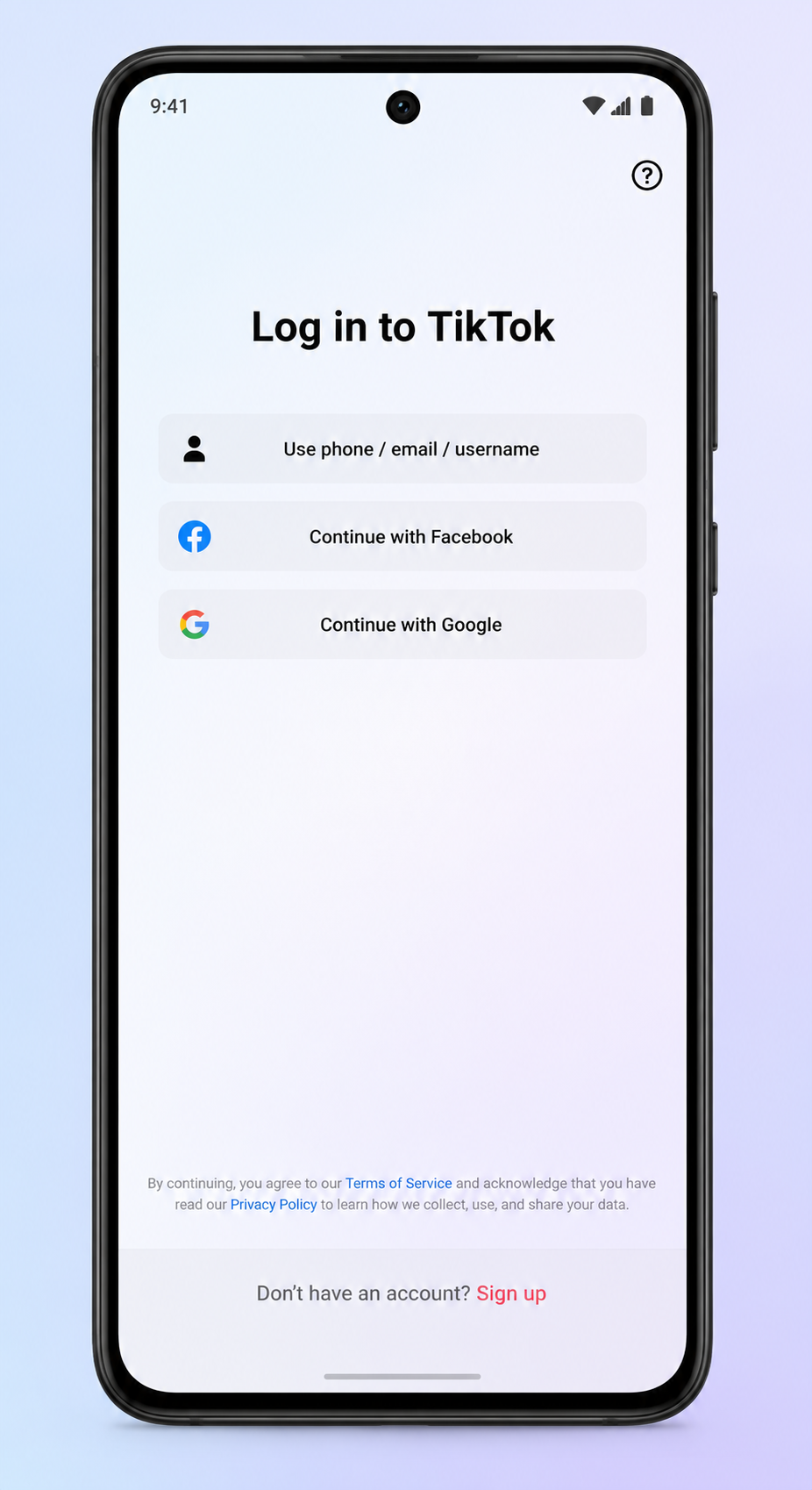 TikTok login running inside a real phone.